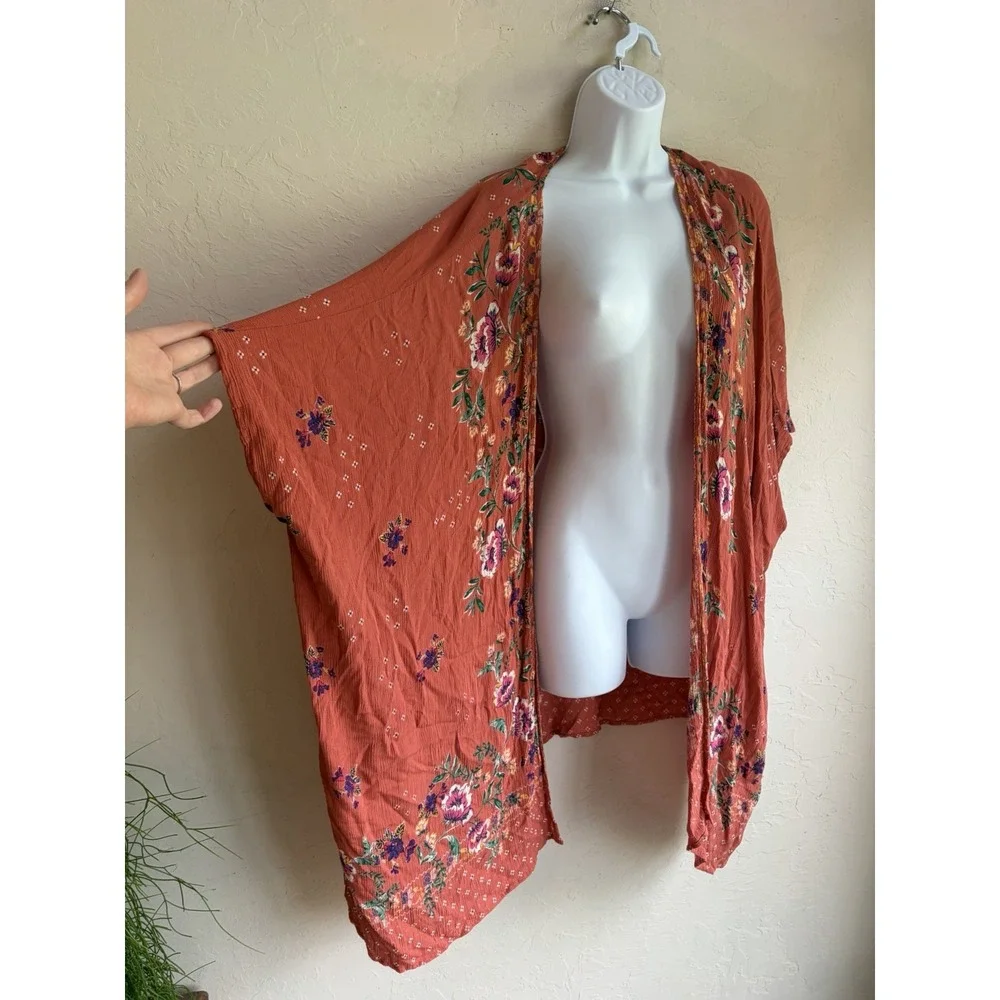 Angie Kimono Top S Oversized Boho Festival Fairy Grunge Cover Up Floral Beach
